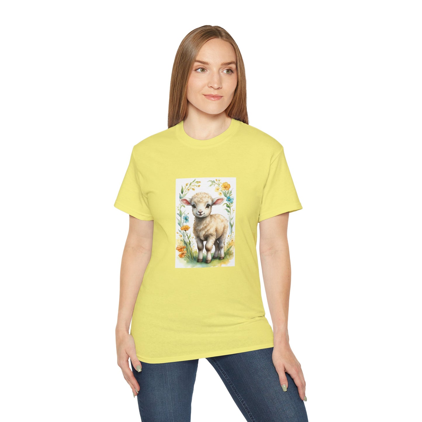 Women's Cotton T-shirt cute lamb