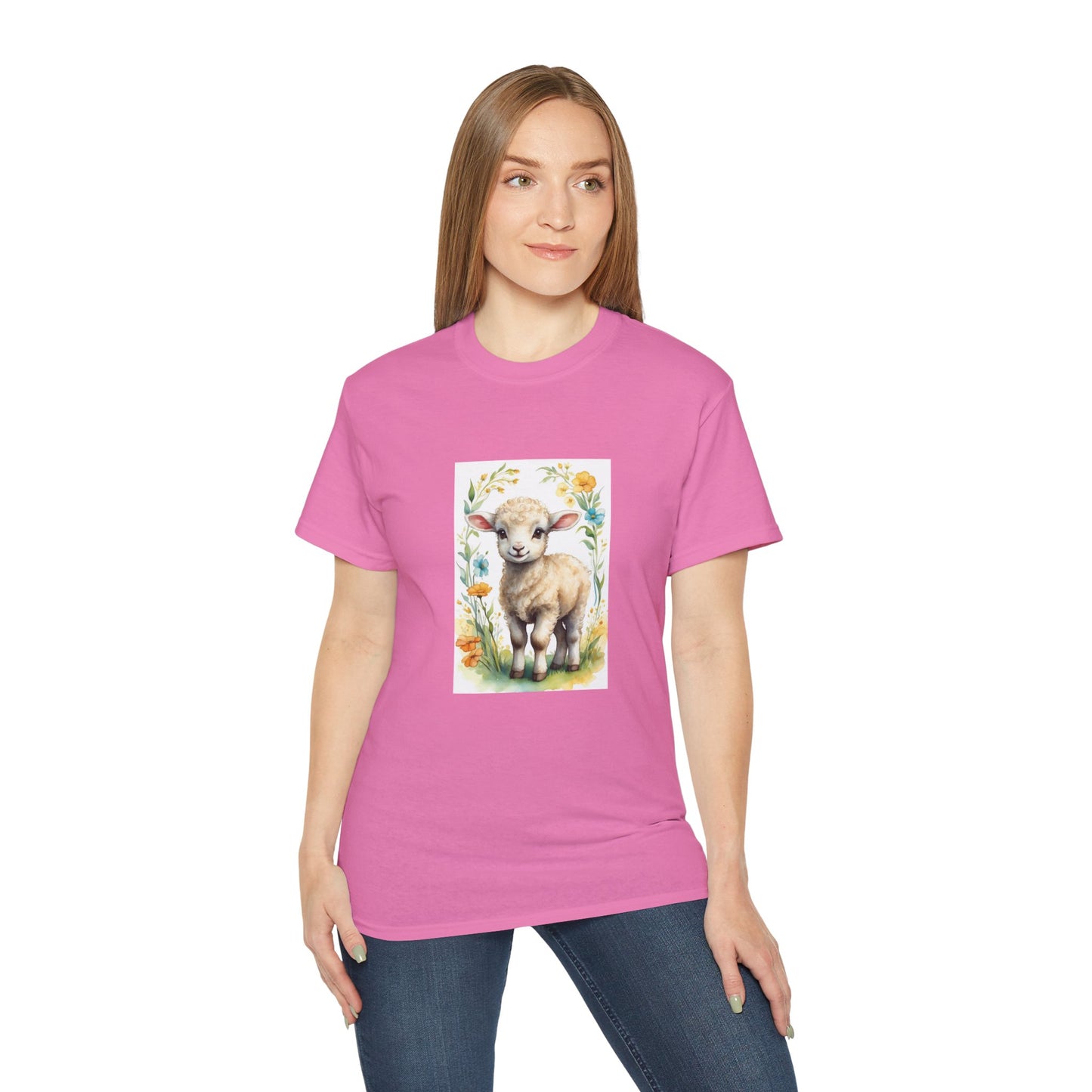 Women's Cotton T-shirt cute lamb