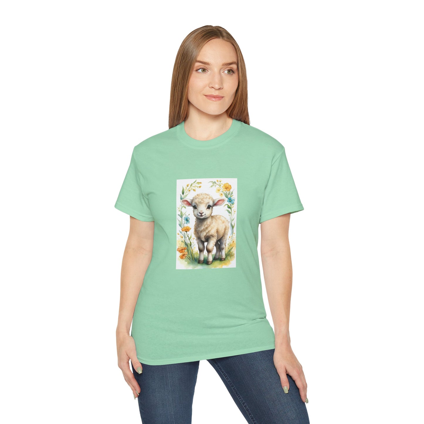 Women's Cotton T-shirt cute lamb