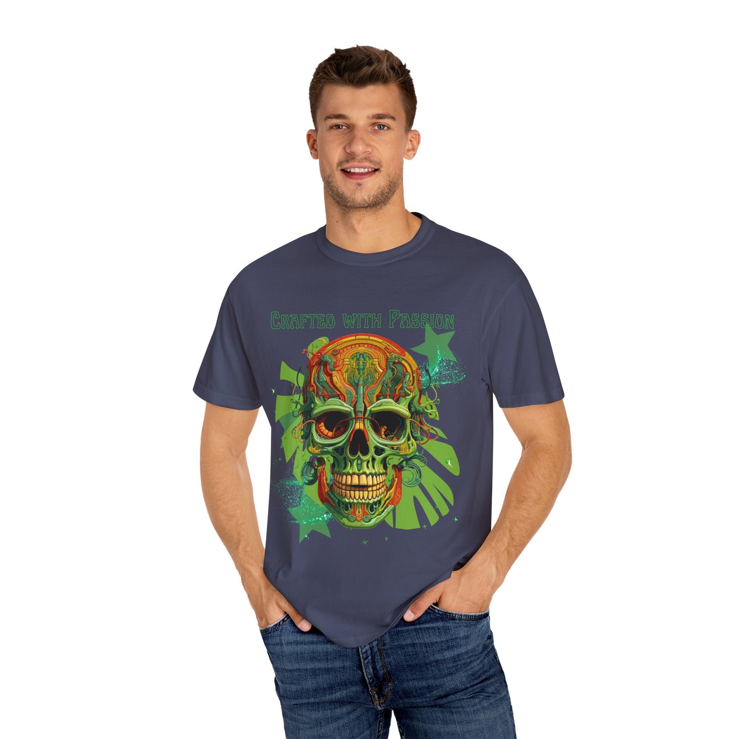 ARTISAN Cotton T-shirt green skull