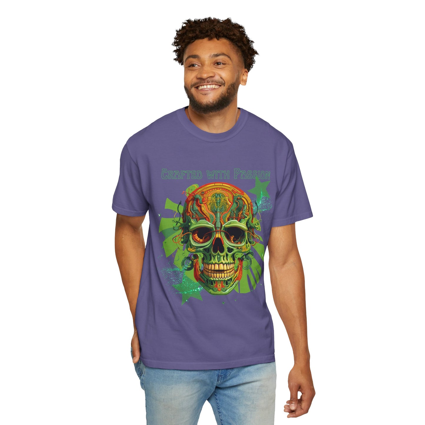 ARTISAN Cotton T-shirt green skull