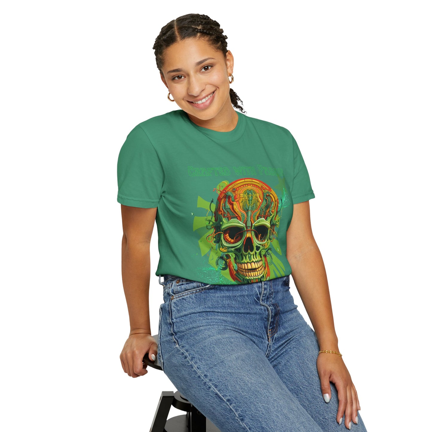 ARTISAN Cotton T-shirt green skull