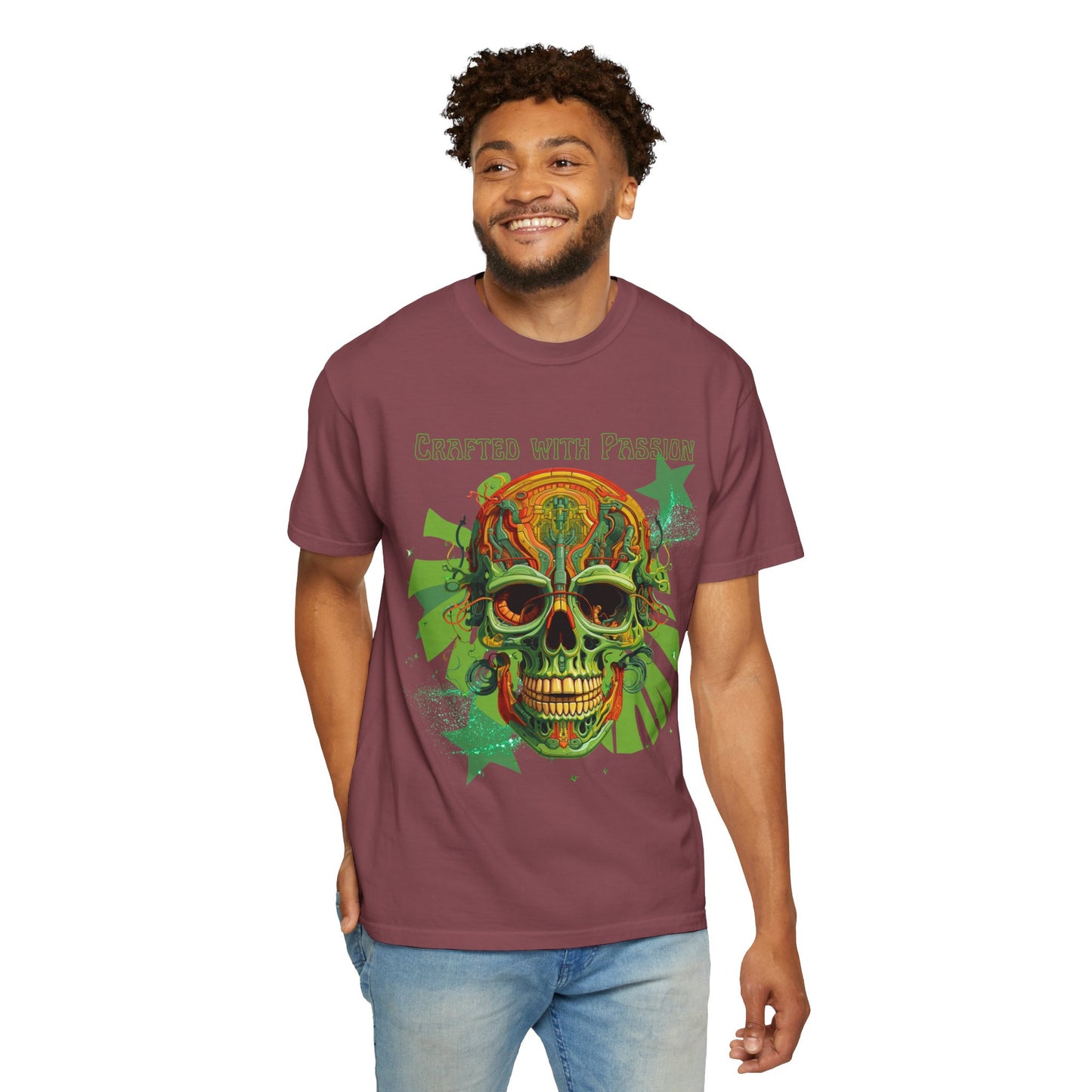 ARTISAN Cotton T-shirt green skull