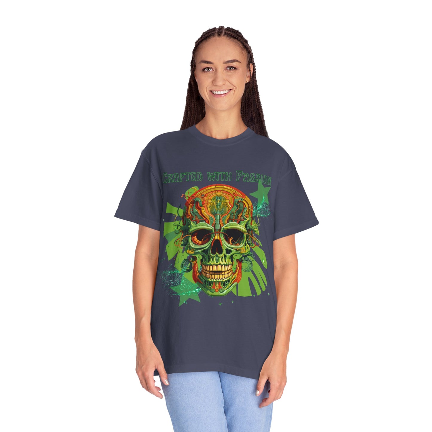 ARTISAN Cotton T-shirt green skull