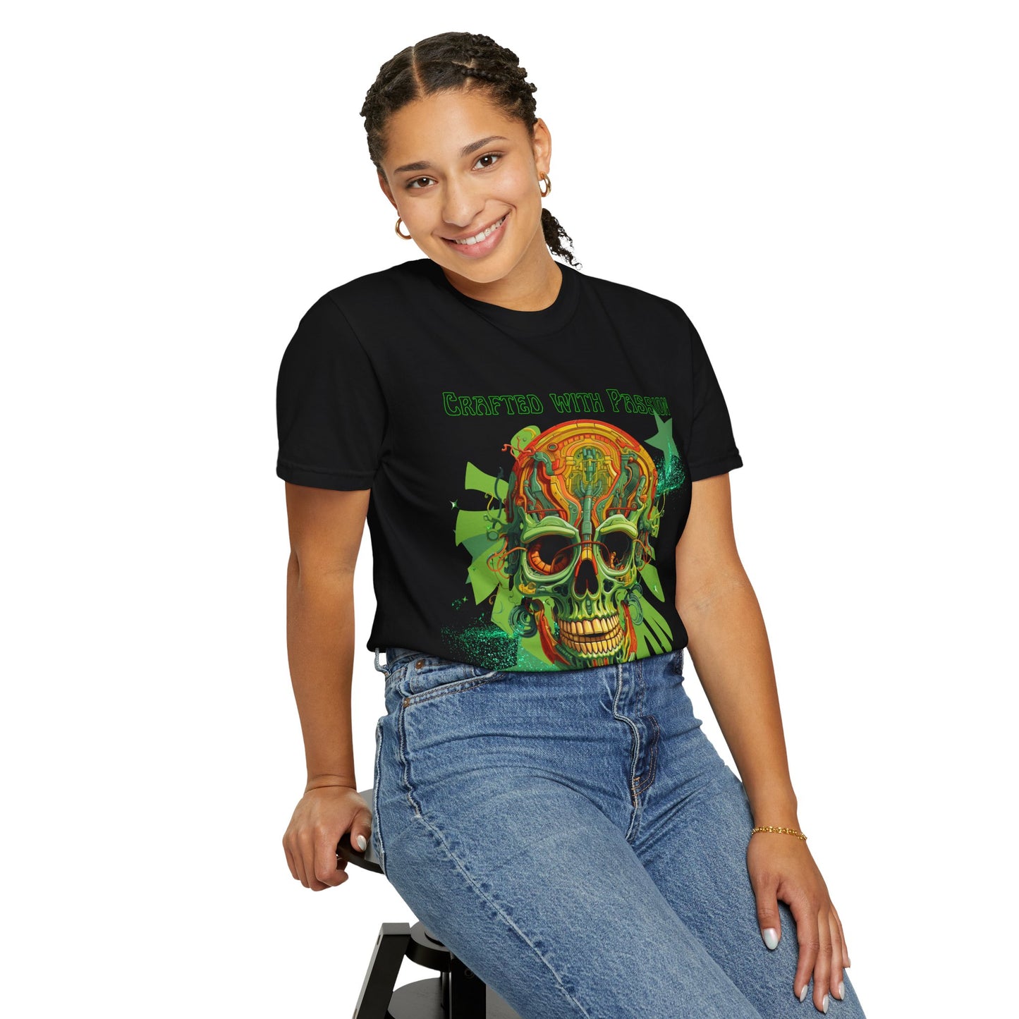 ARTISAN Cotton T-shirt green skull