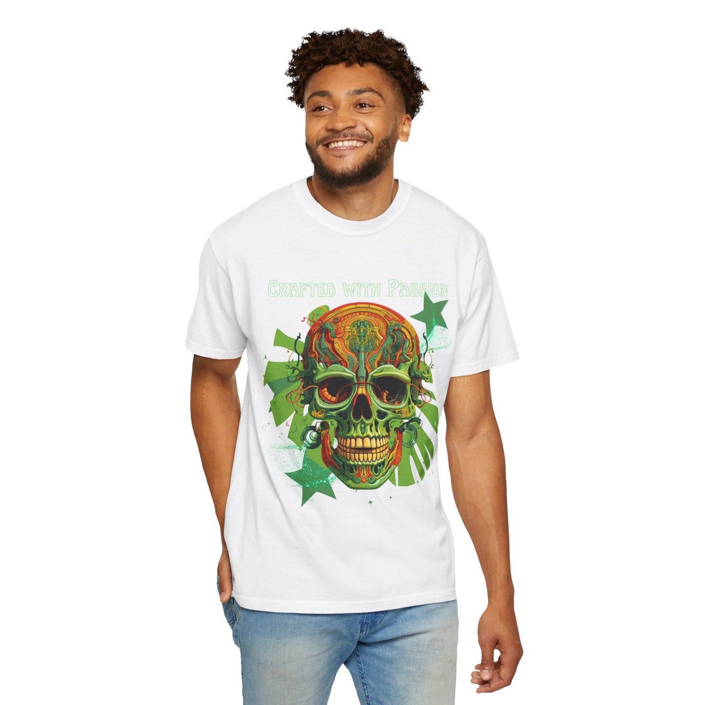 ARTISAN Cotton T-shirt green skull