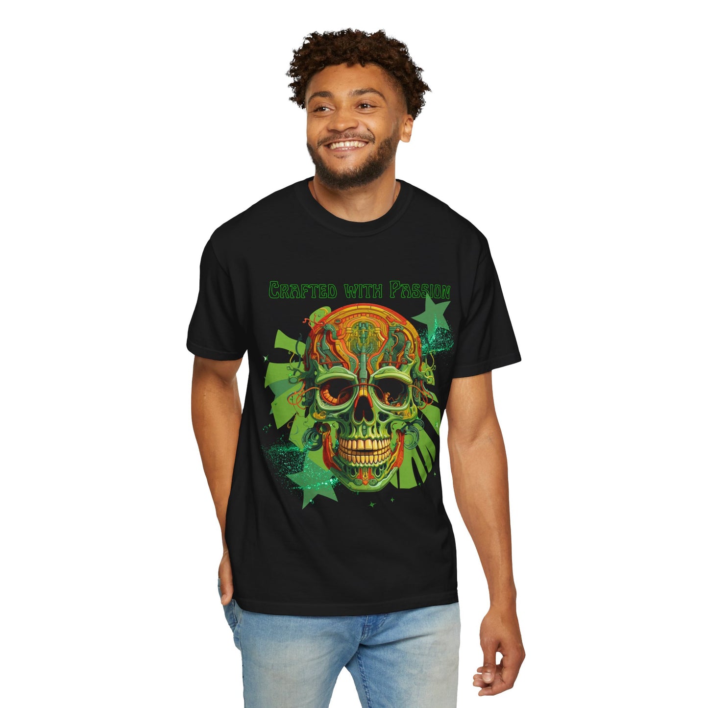 ARTISAN Cotton T-shirt green skull