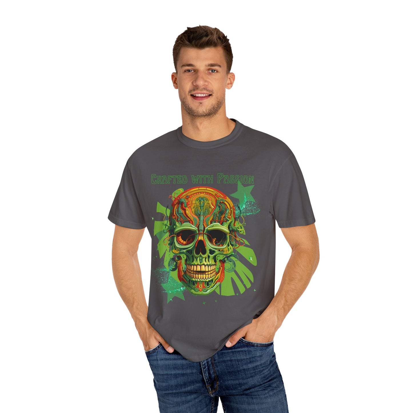 ARTISAN Cotton T-shirt green skull