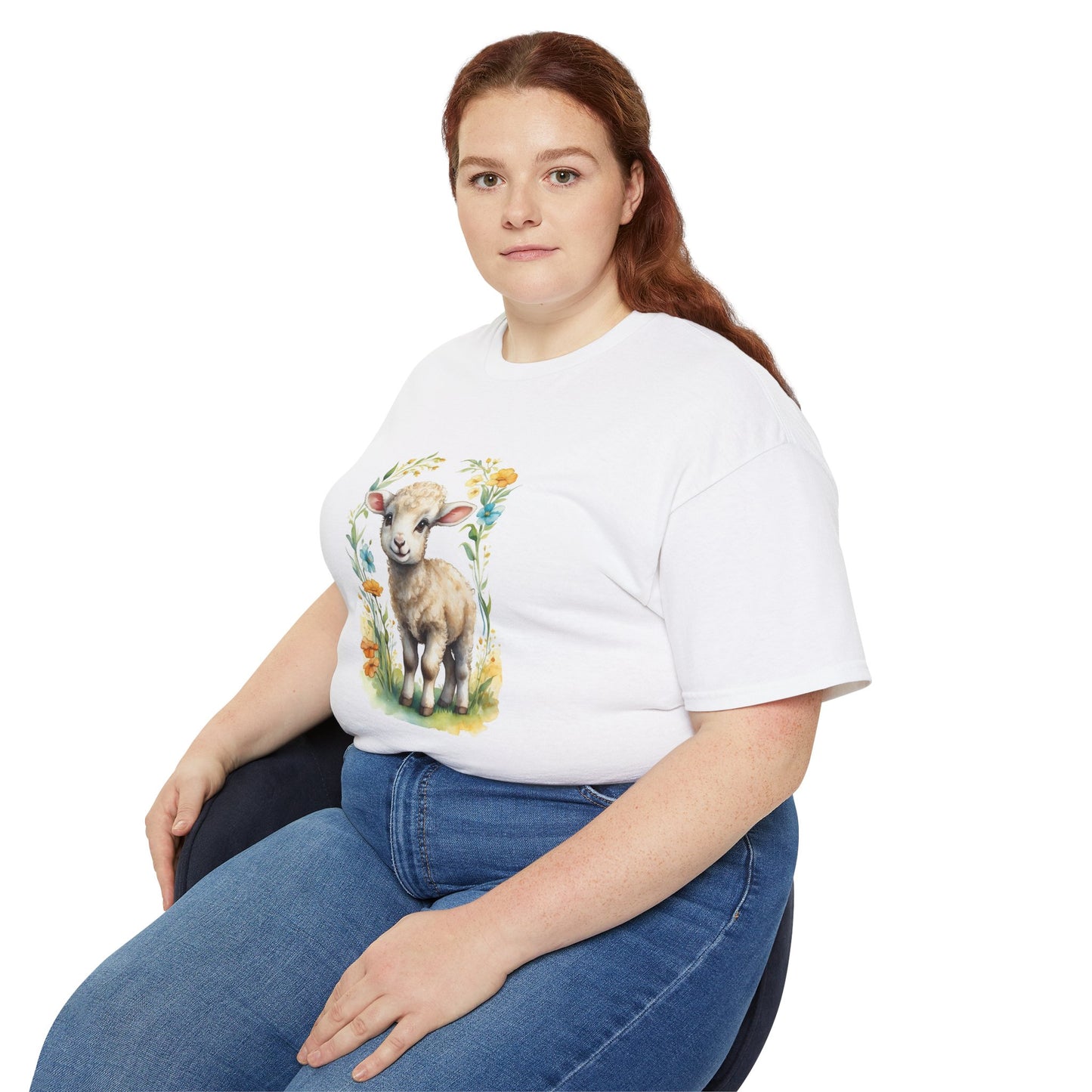 Women's Cotton T-shirt cute lamb