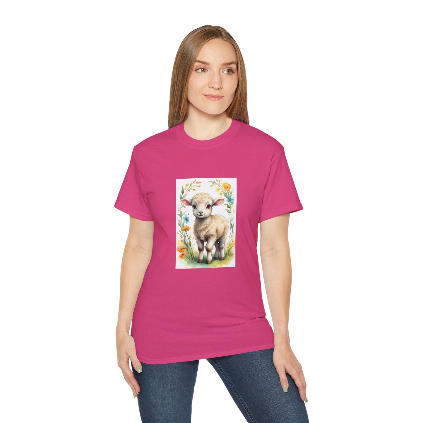 Women's Cotton T-shirt cute lamb