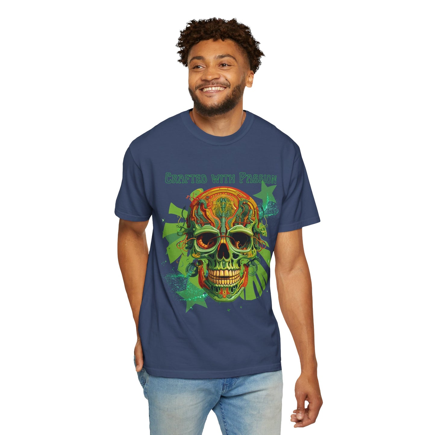 ARTISAN Cotton T-shirt green skull