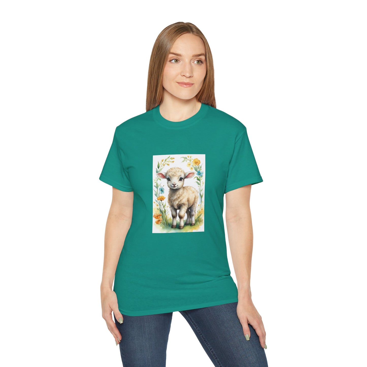 Women's Cotton T-shirt cute lamb